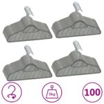 100pcs Clothes Hanger Set Anti-slip Grey Velvet