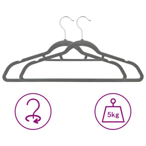 100pcs Clothes Hanger Set Anti-slip Grey Velvet - Image 3