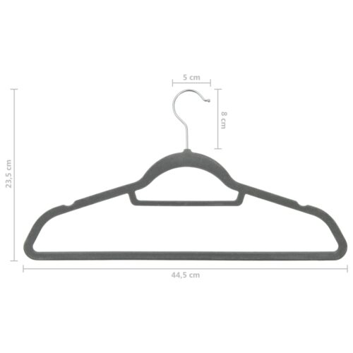 100pcs Clothes Hanger Set Anti-slip Grey Velvet - Image 7