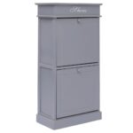 Shoe Cabinet Grey 50x28x98cm Paulownia Wood