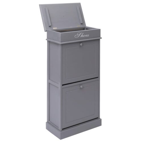 Shoe Cabinet Grey 50x28x98cm Paulownia Wood - Image 5