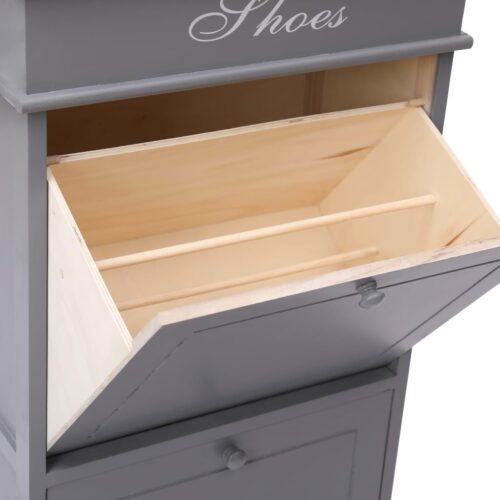 Shoe Cabinet Grey 50x28x98cm Paulownia Wood - Image 6