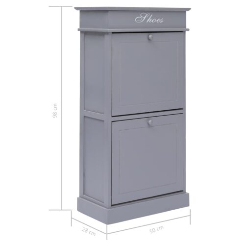 Shoe Cabinet Grey 50x28x98cm Paulownia Wood - Image 9