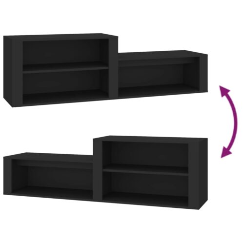 Shoe Cabinet Black 150x35x45cm Engineered Wood - Image 7