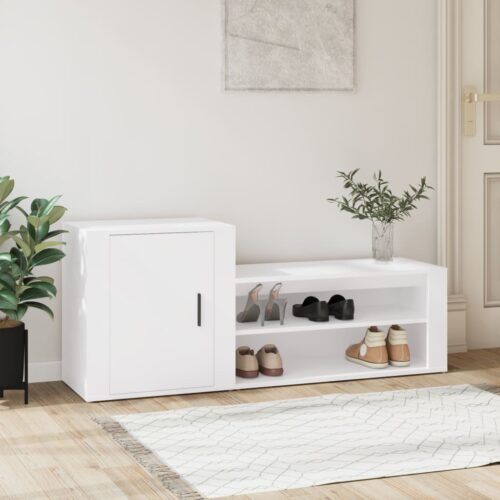 Shoe Cabinet White 130x35x54cm Engineered Wood