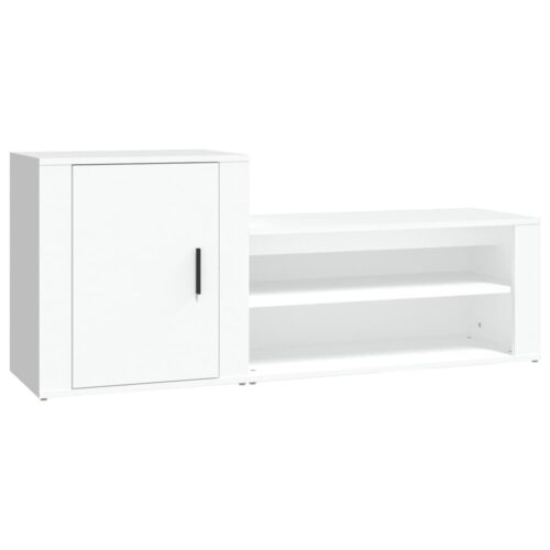 Shoe Cabinet White 130x35x54cm Engineered Wood - Image 2
