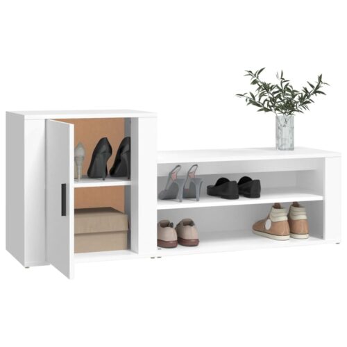 Shoe Cabinet White 130x35x54cm Engineered Wood - Image 4