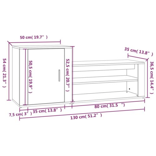 Shoe Cabinet White 130x35x54cm Engineered Wood - Image 9