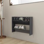 Wall Shoe Cabinet Grey 80x18x60cm Engineered Wood