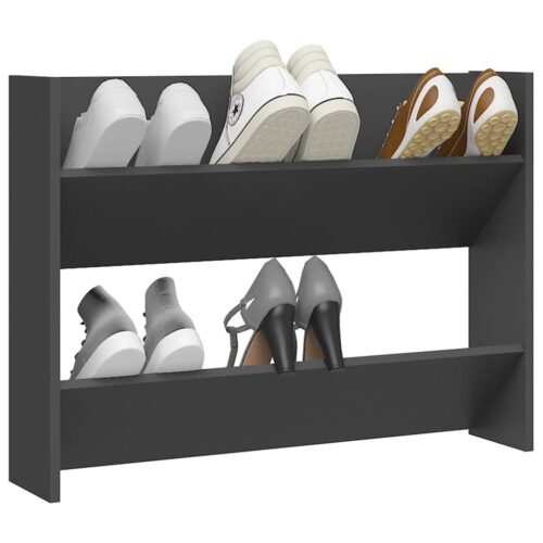 Wall Shoe Cabinet Grey 80x18x60cm Engineered Wood - Image 3