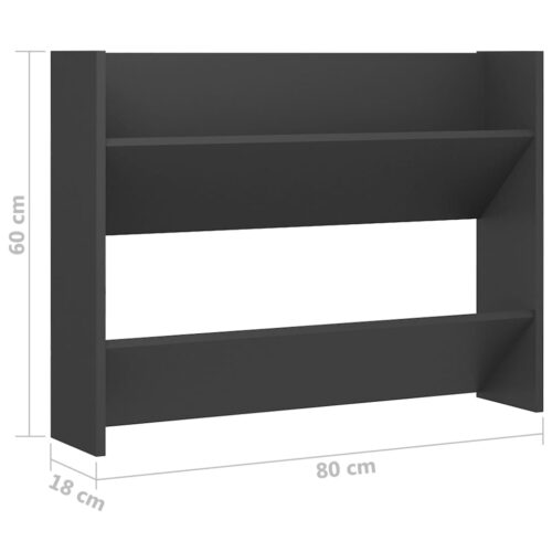 Wall Shoe Cabinet Grey 80x18x60cm Engineered Wood - Image 6