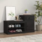 Shoe Cabinet Black 100x42x60cm Engineered Wood