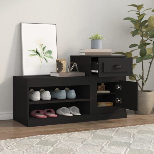 Shoe Cabinet Black 100x42x60cm Engineered Wood - Image 3