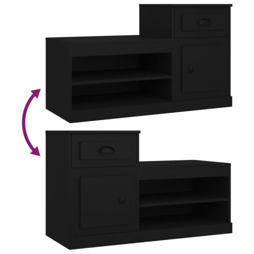 Shoe Cabinet Black 100x42x60cm Engineered Wood - Image 9