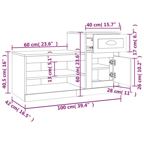 Shoe Cabinet Black 100x42x60cm Engineered Wood - Image 11