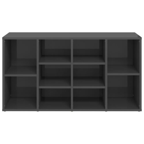 Shoe Bench High Gloss Grey 103x30x54.5cm Engineered Wood - Image 5