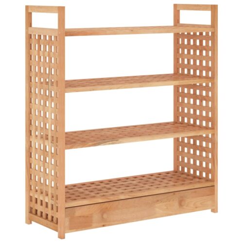 Shoe Rack with Drawer 70x27x81cm Solid Wood Walnut - Image 2