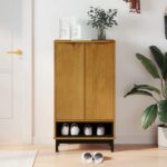 Shoe Cabinet FLAM 59.5x35x107cm Solid Wood Pine