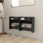 Wall Shoe Cabinets 2pcs High Gloss Black 60x18x60cm Engineered Wood