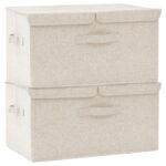 Storage Boxes 2pcs Fabric 50x30x25cm Cream