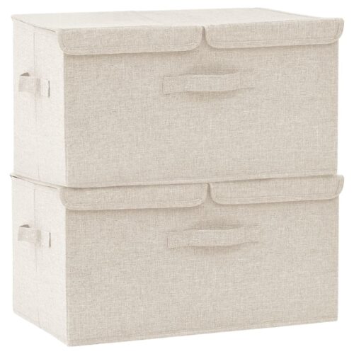 Storage Boxes 2pcs Fabric 50x30x25cm Cream