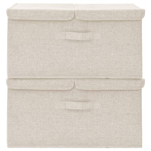 Storage Boxes 2pcs Fabric 50x30x25cm Cream - Image 3