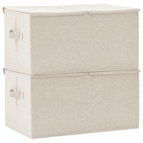 Storage Boxes 2pcs Fabric 50x30x25cm Cream - Image 4