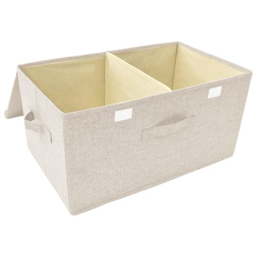 Storage Boxes 2pcs Fabric 50x30x25cm Cream - Image 7