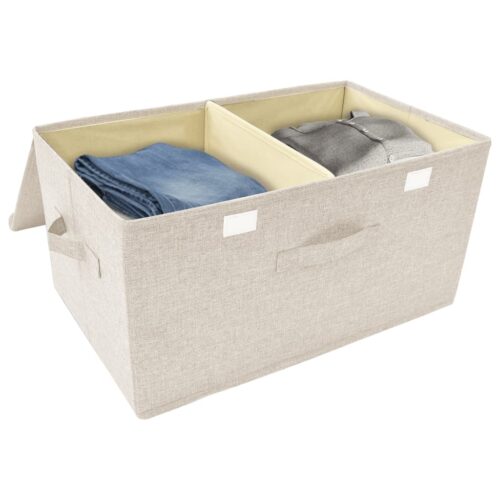 Storage Boxes 2pcs Fabric 50x30x25cm Cream - Image 8