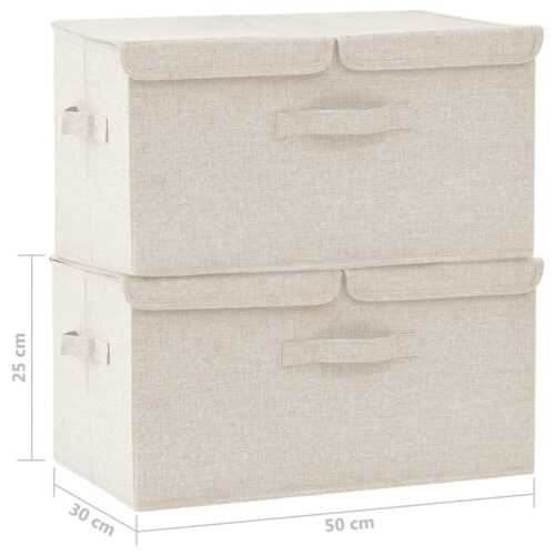 Storage Boxes 2pcs Fabric 50x30x25cm Cream - Image 11