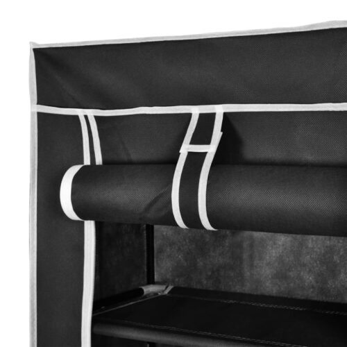 Fabric Shoe Cabinet with Cover 162 x 57 x 29cm Black - Image 5