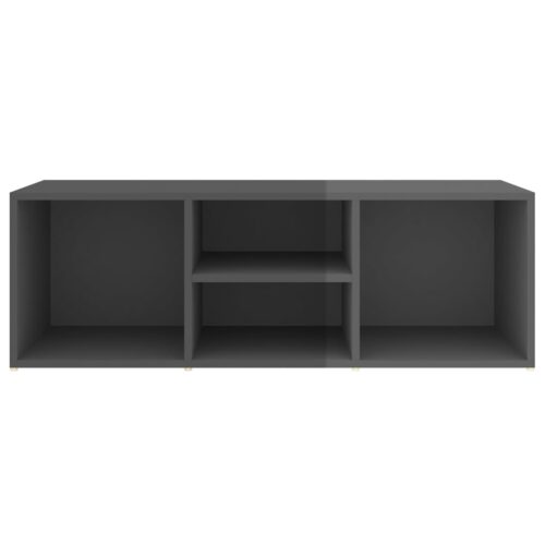 Shoe Storage Bench High Gloss Grey 105x35x35cm Engineered Wood - Image 4