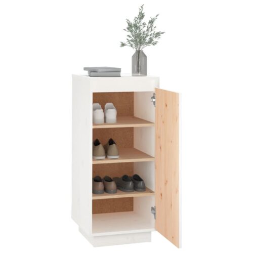 Shoe Cabinet White 35x35x80cm Solid Wood Pine - Image 4