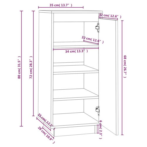 Shoe Cabinet White 35x35x80cm Solid Wood Pine - Image 9
