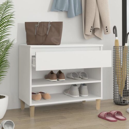 Shoe Cabinet White 70x36x60cm Engineered Wood - Image 3