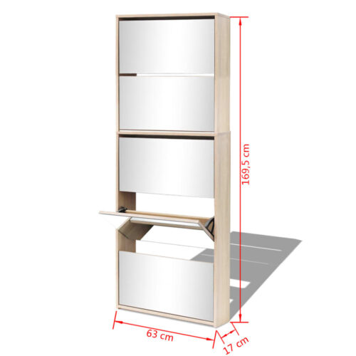 Shoe Cabinet 5-Layer Mirror Oak 63x17x169.5cm - Image 5
