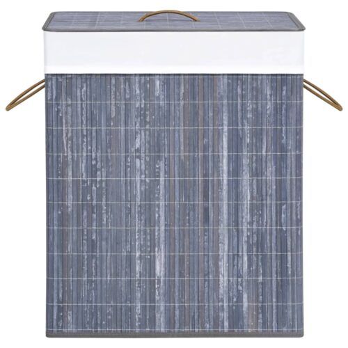 Bamboo Laundry Basket with Single Section Grey 83 L - Image 4