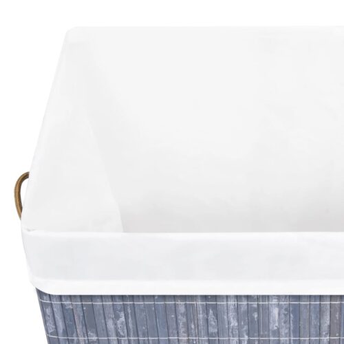 Bamboo Laundry Basket with Single Section Grey 83 L - Image 7