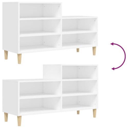 Shoe Cabinet White 102x36x60cm Engineered Wood - Image 7