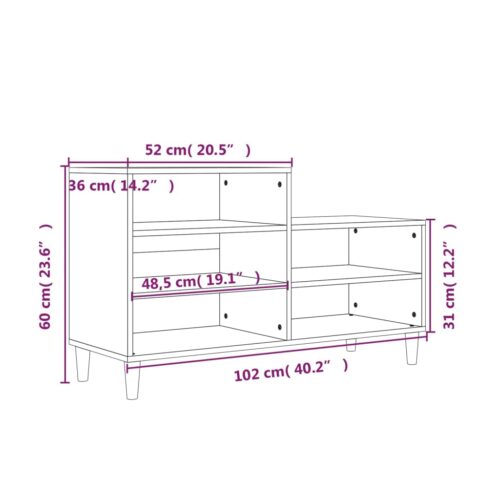 Shoe Cabinet White 102x36x60cm Engineered Wood - Image 9