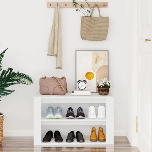Shoe Rack White 75x35x45cm Engineered Wood - Image 3