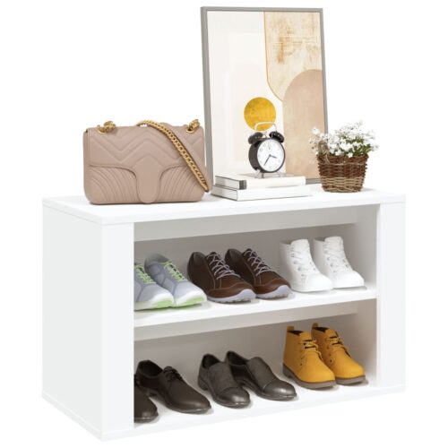 Shoe Rack White 75x35x45cm Engineered Wood - Image 4