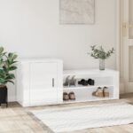 Shoe Cabinet High Gloss White 130x35x54cm Engineered Wood