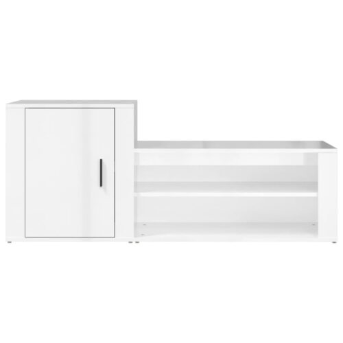 Shoe Cabinet High Gloss White 130x35x54cm Engineered Wood - Image 5