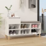 Shoe Cabinet High Gloss White 102x36x60cm Engineered Wood