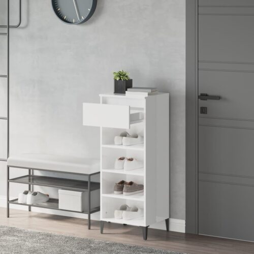 Shoe Rack High Gloss White 40x36x105cm Engineered Wood - Image 3