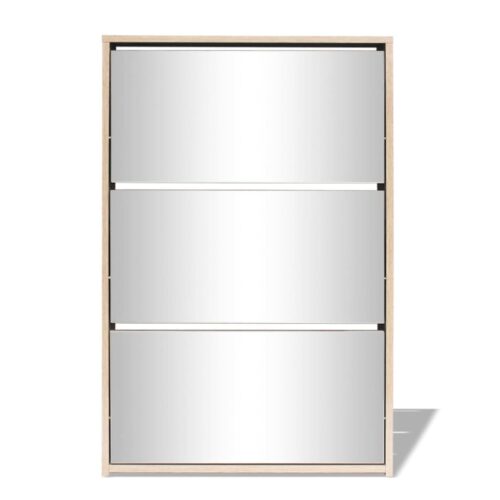 Shoe Cabinet 3-Layer Mirror Oak 63x17x102.5cm - Image 3