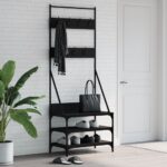Clothes Rack with Shoe Storage Black 70x40x184cm