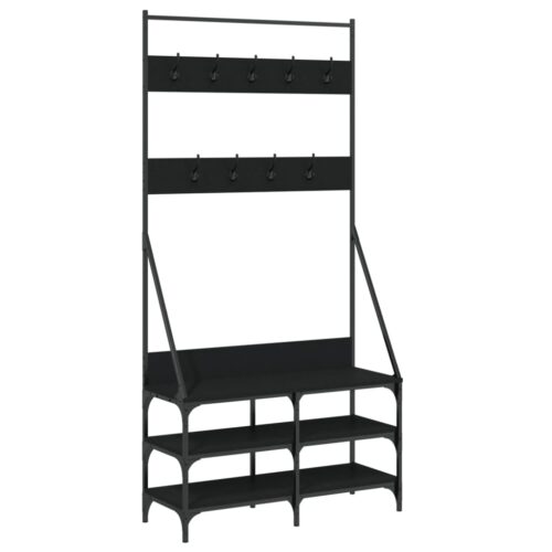 Clothes Rack with Shoe Storage Black 90x34x184cm - Image 2