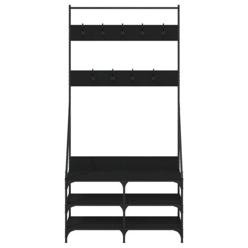 Clothes Rack with Shoe Storage Black 90x34x184cm - Image 4